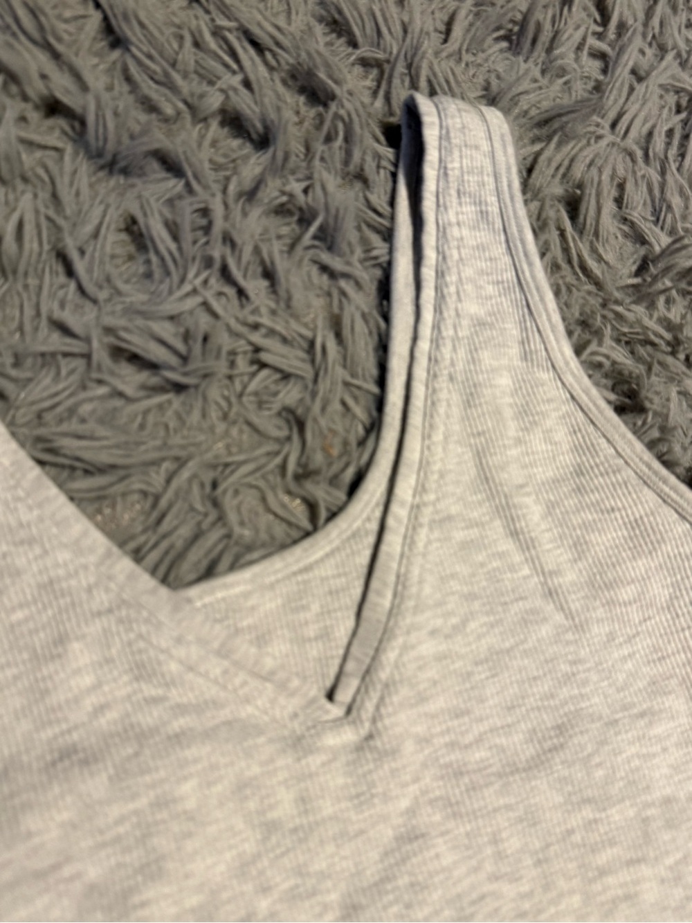 Fabletics Light Gray Ribbed V-Neck Tank - Picture 2 of 4